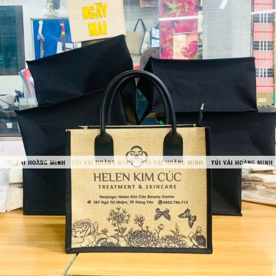 Túi vải linen in logo Helen Kim Cúc