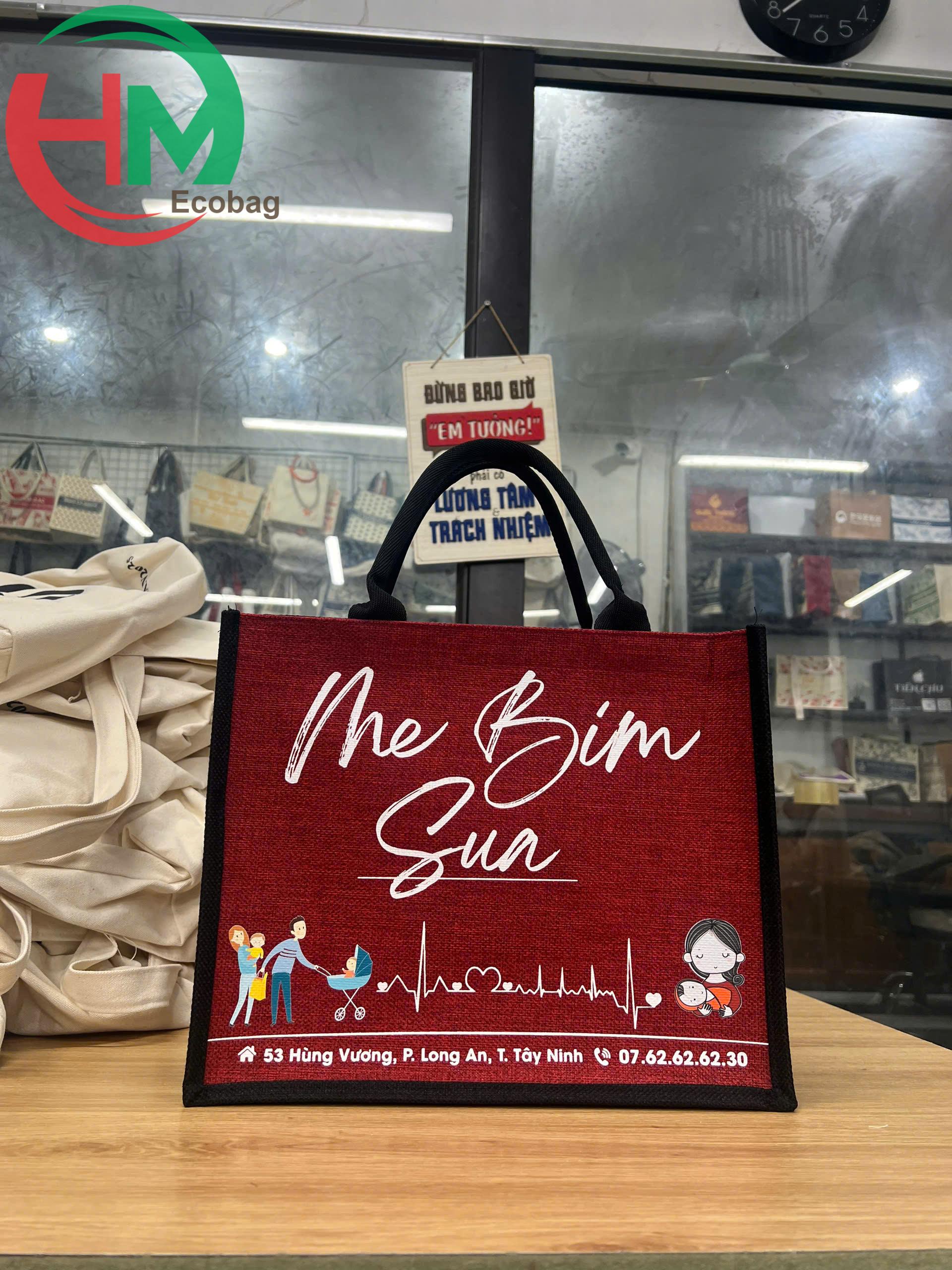 Túi vải linen in logo Mẹ Bỉm Sữa – Quà tặng thương hiệu gần gũi, bền vững