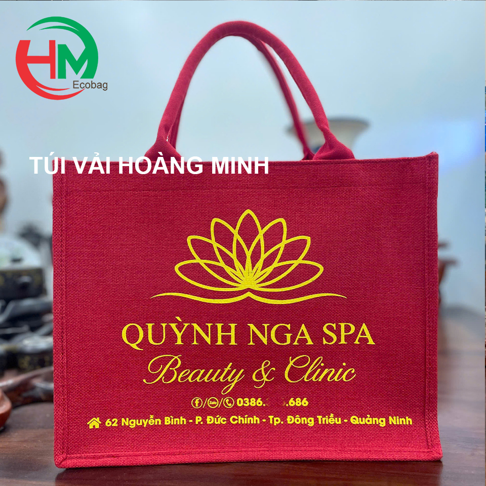 Túi Vải Linen Cao Cấp In Logo Quỳnh Nga Spa Beauty & Clinic