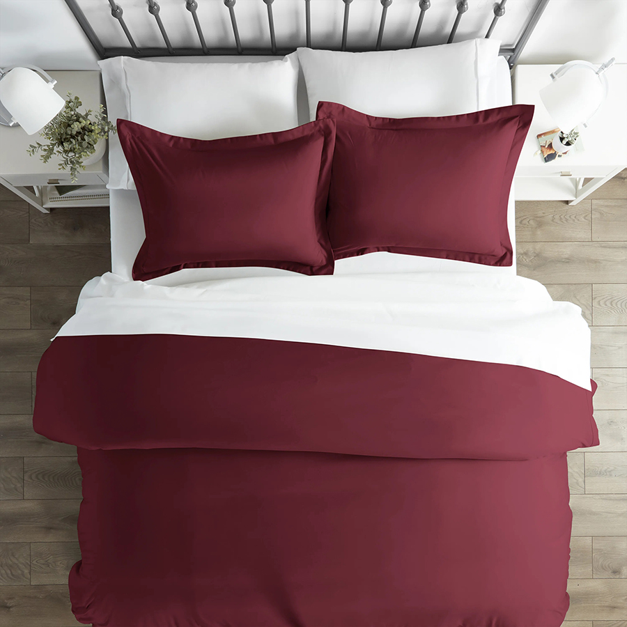 Bộ chăn ga màu đỏ phối trắng