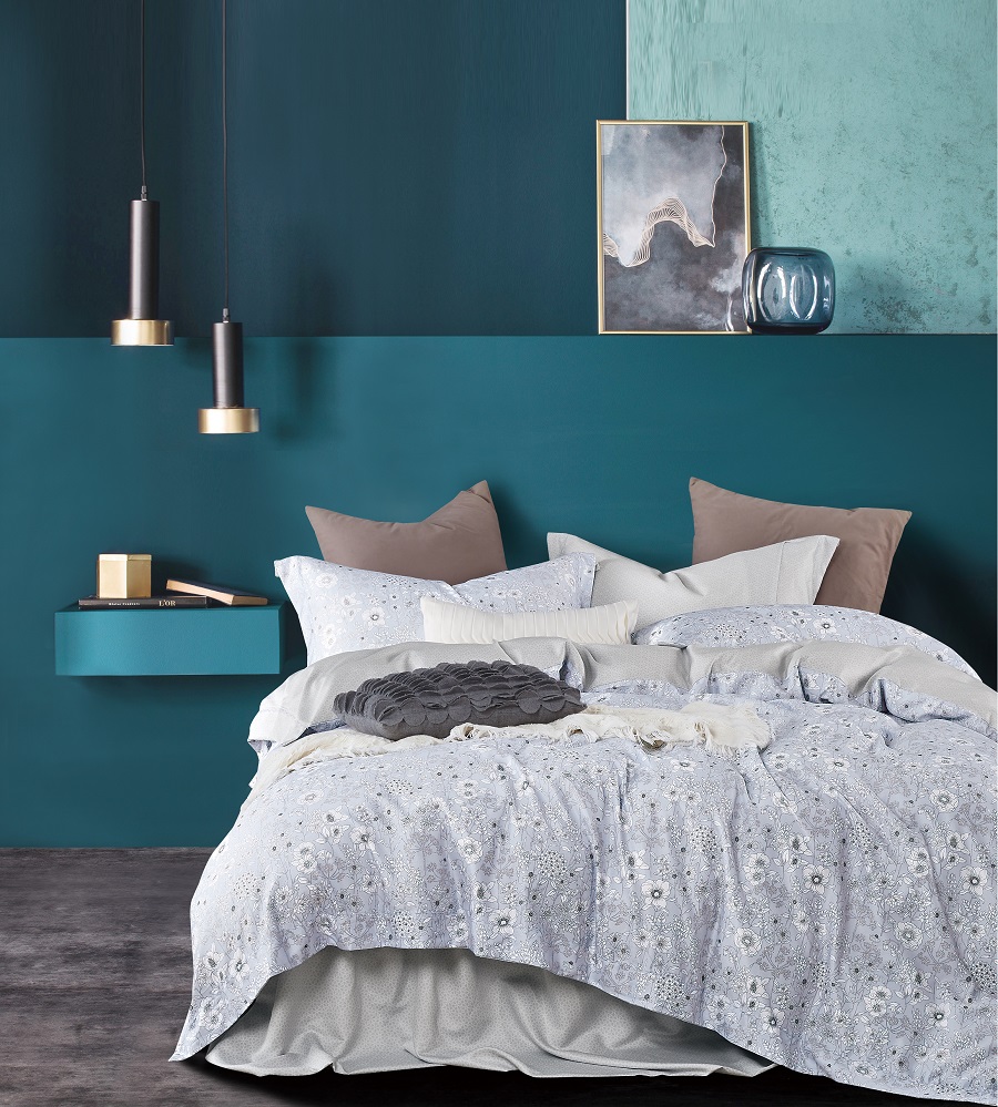 Bộ ga chun 23f Elegant H30 kết hợp giữa xanh và xám
