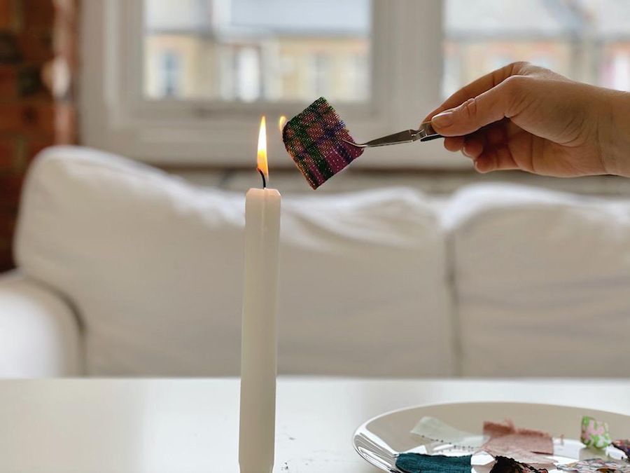 Phân biệt kaki cotton và kaki polyester bằng nhiệt độ cao