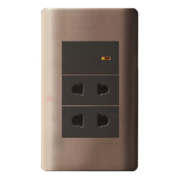 Ổ cắm điện 2 lổ Schneider Zencelo A 84426SUS-BZ-G19 cở size nhỏ 16A