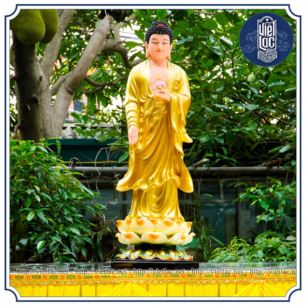 Tượng Phật A Di Đà đứng bằng composite, cao 80cm, vẽ vàng VIỆT LẠC