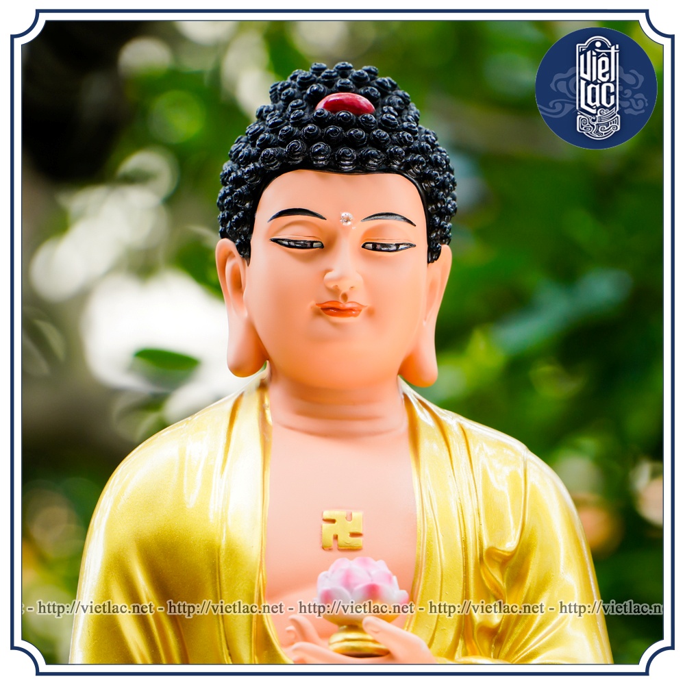 Tượng Phật A Di Đà đứng bằng composite, cao 80cm, vẽ vàng VIỆT LẠC