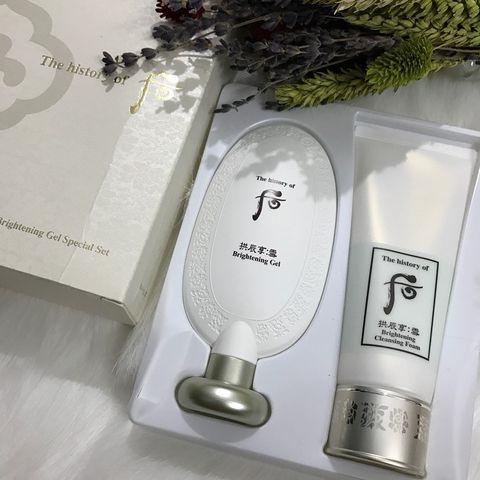 Set Whoo Brightening Gel bao gồm Tẩy da chết 100ml, Sữa rửa mặt 100ml hỗ trợ trắng sáng da hiệu quả.