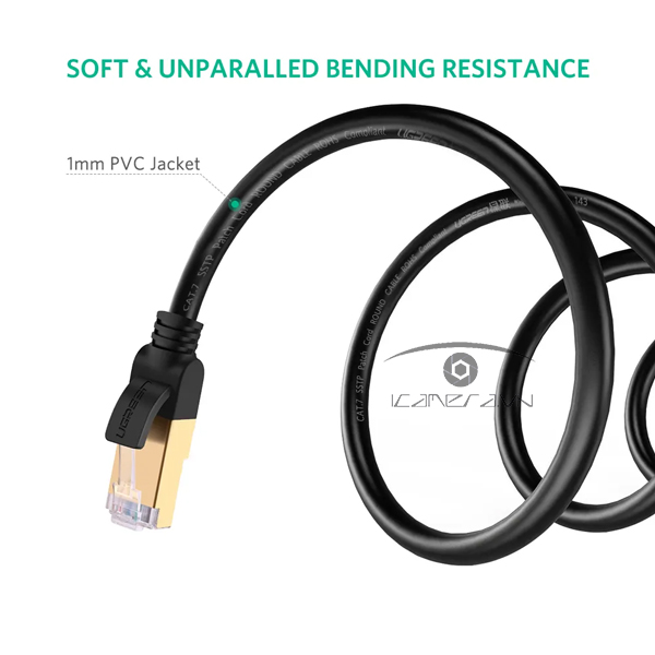 Dây cáp mạng cat7 đúc sẵn màu đen dài 20m chính hãng Ugreen 11275