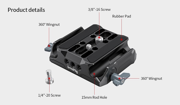 SmallRig Universal LWS Baseplate with Dual 15mm Rod Clamp 3357