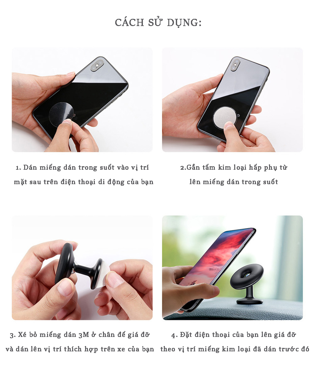 Giá đỡ điện thoại hút nam châm xoay 360 độ Baseus BAS-089