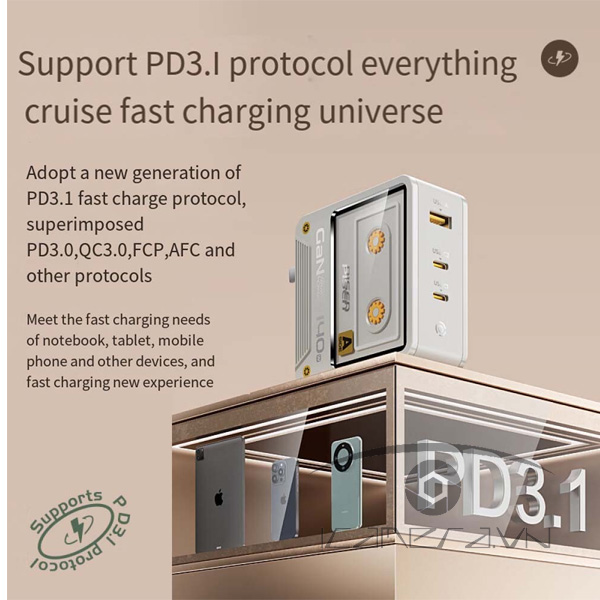 Sạc dự phòng Pisen 2C1A CC1800 TS-C161 140W 