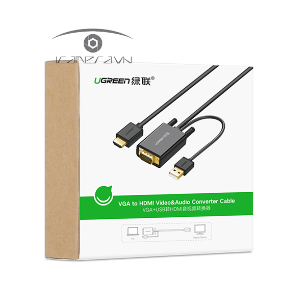 Cáp VGA To HDMI 2M Ugreen 30840 Full HD 1080p