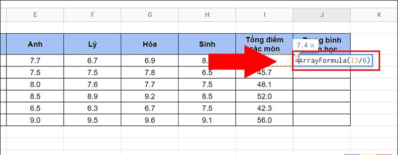 Cách kéo công thức nhanh trong Google Sheet đặt cho cả cột cực nhanh