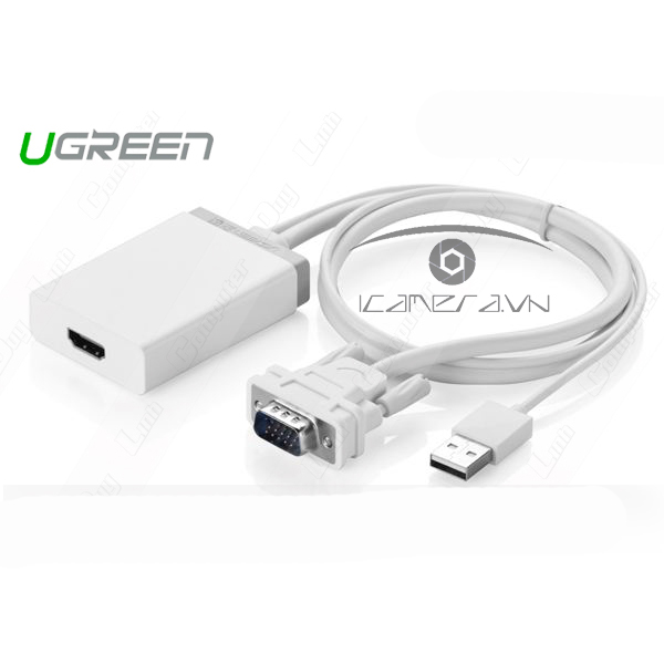 Cáp VGA to HDMI hỗ trợ âm thanh chính hãng Ugreen 40235 Full HD 1080p