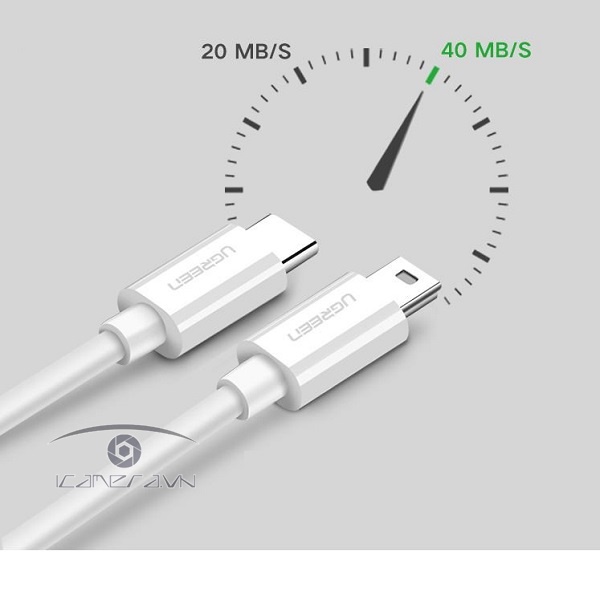 Cáp USB Type C to Mini USB Ugreen 40418 dài 1,5m chính hãng