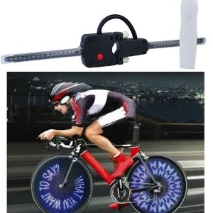 Đèn LED xe đạp tự tạo hiệu ứng, thông điệp gắn vành xe không dây