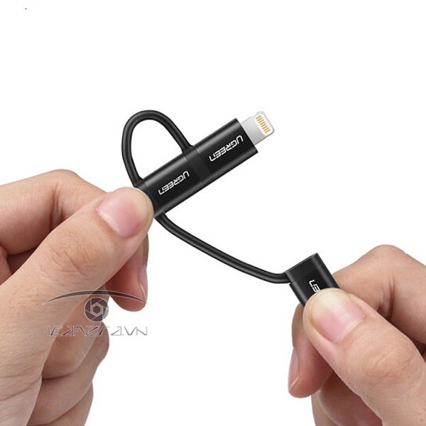 Cáp sạc 3 trong 1 USB Type C / Lightning / Micro USB Ugreen 50206 dài 1,5m chính hãng