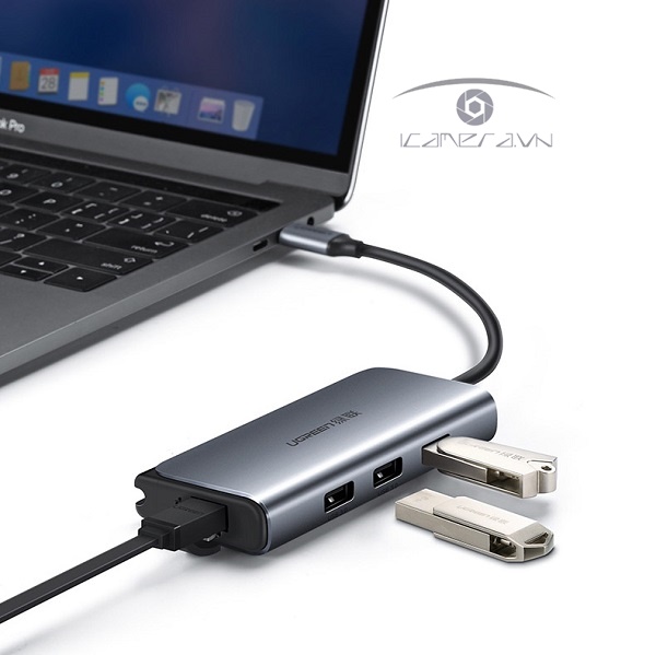 Cáp USB Type c to Lan, USB 3.0 hỗ trợ sạc USB C Ugreen 50252 chính hãng