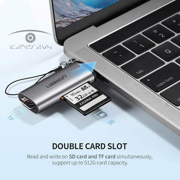 Đầu đọc thẻ nhớ SD/TF chuẩn USB Type C Ugreen 50704 chính hãng 