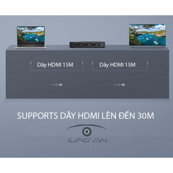 Bộ chia tín hiệu HDMI 2.0 1 ra 2 Ugreen 50707 hỗ trợ 4K2K@60Hz
