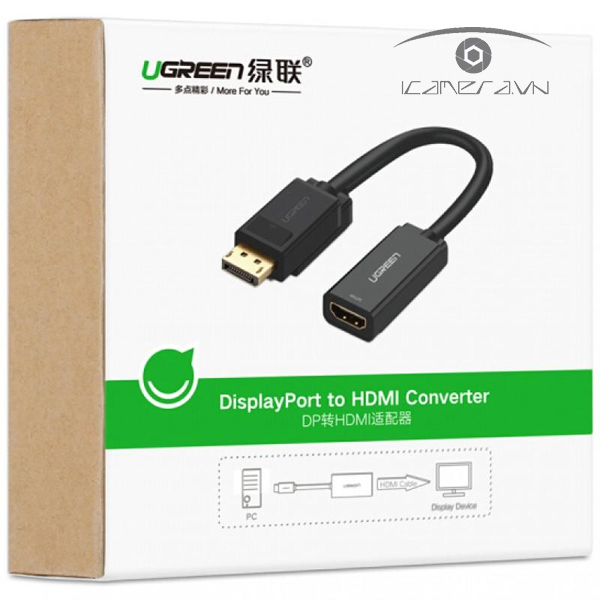 Cáp chuyển đổi Displayport to HDMI hỗ trợ 4K@60Hz Ugreen 70694