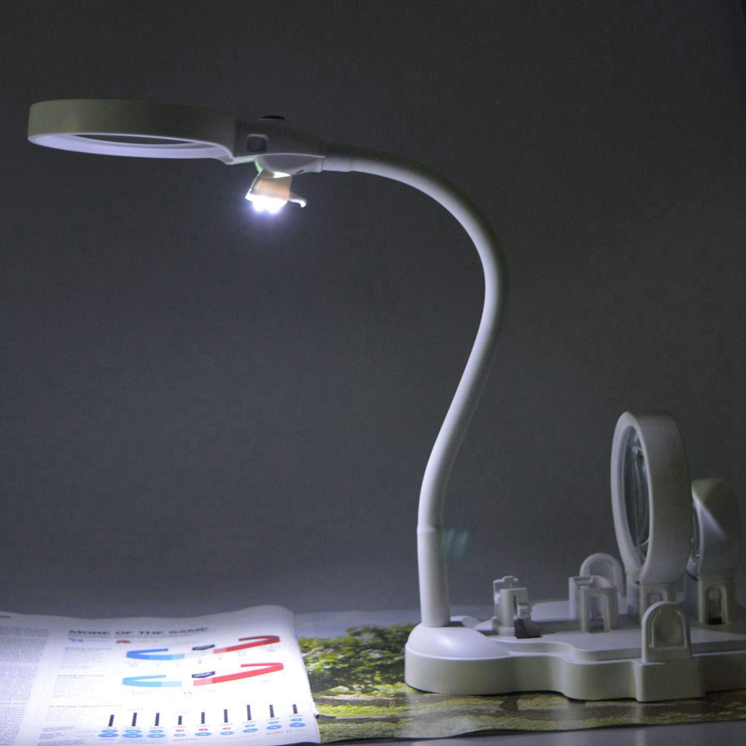 Bộ kính lúp 2X 5X 16X cầm tay hoặc để bàn kèm đèn LED NO.7760