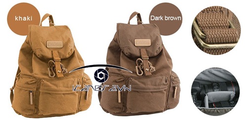 Ba lô kèm túi đựng máy ảnh chống nước Caden F5 vải Cotton Canvas