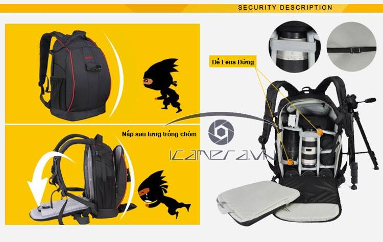 Ba lô máy ảnh chuyên nghiệp cho camera DSLR Caden K7