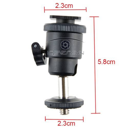 Ballhead mini 1/4 inch gắn hotshoe máy ảnh