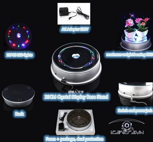 Bàn xoay quay chụp sản phẩm đường kính 20cm Crystal rotary slide show B20