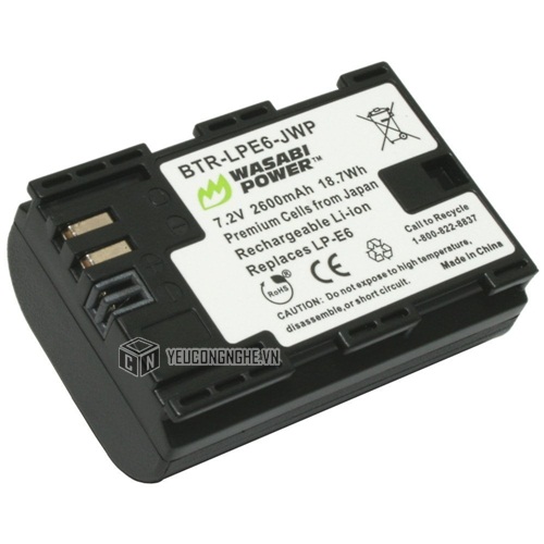 Bộ 2 pin 1 sạc cho máy ảnh Canon LP-E6 Wasabi