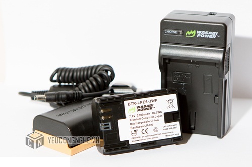 Bộ 2 pin 1 sạc cho máy ảnh Canon LP-E6 Wasabi