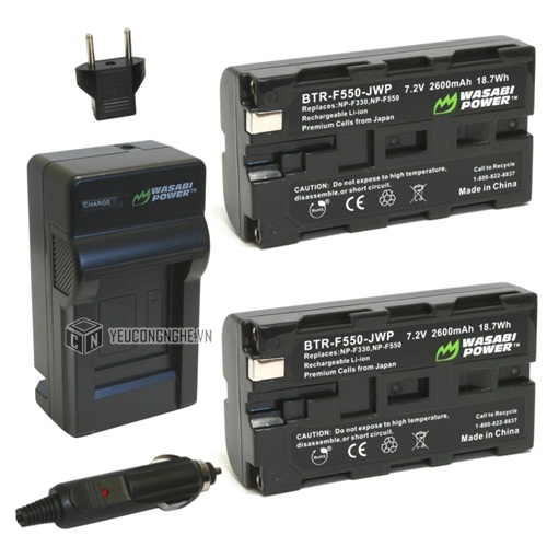Bộ 2 pin 1 sạc cho máy quay Sony NP-F550 Wasabi