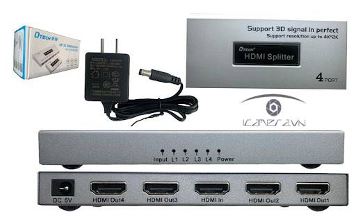 Bộ Chia HDMI 1 ra 4 Dtech DT-7144A - Hàng Chính Hãng