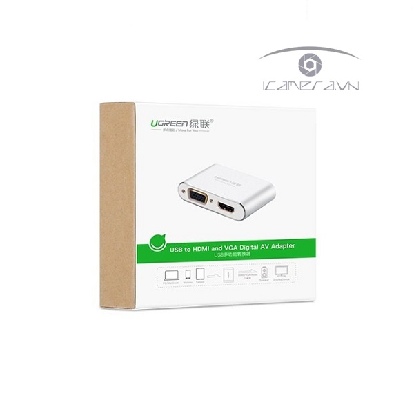 Bộ chuyển đổi Ugreen 30522 Lightning sang HDMI + VGA + Audio