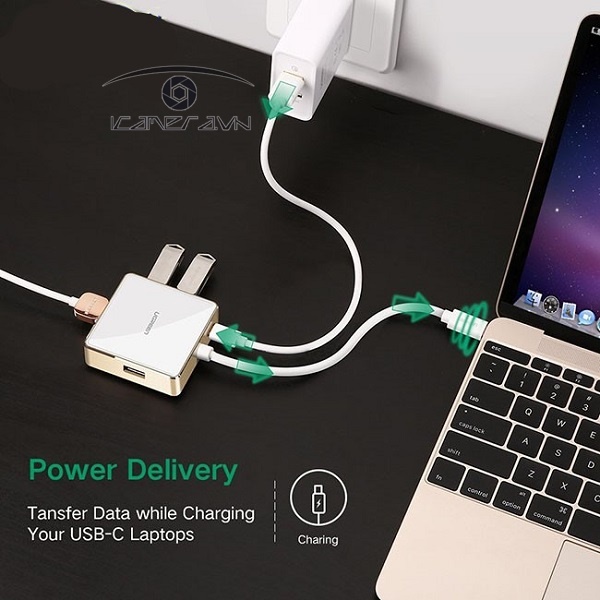 Cáp chuyển từ USB type C sang HDMI + USB 3.0, USB 2.0 sạc được cho Macbook cao cấp Ugreen 30441