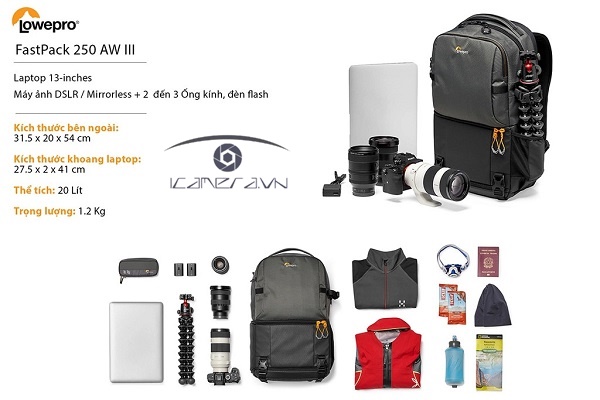 Balo máy ảnh Lowepro Fastpack BP 250 AW III - LP37332