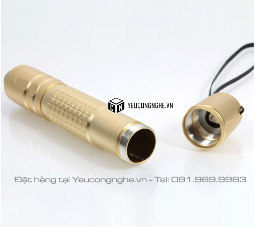 Bút laser tia xanh có đầu chụp tạo chùm model D102 màu đồng