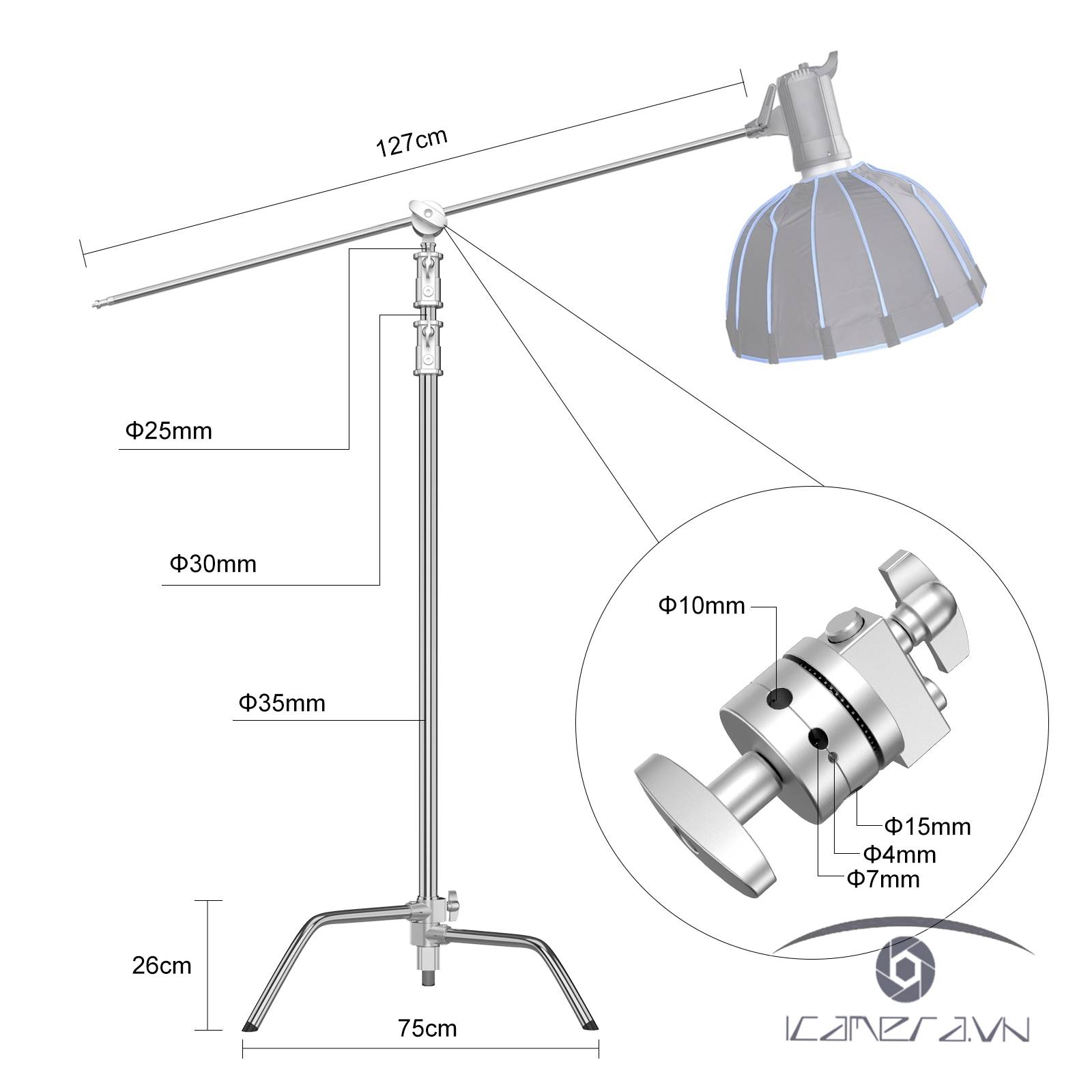 Chân đèn Flashoot C-stand ZGCINE 