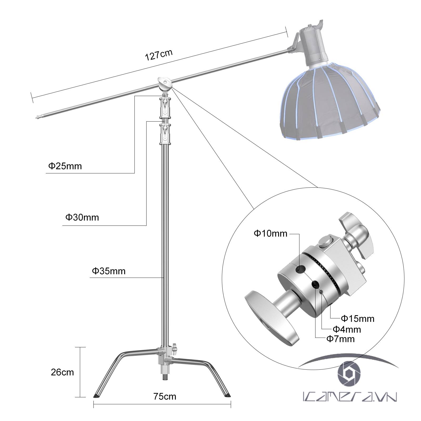 Chân đèn Flashoot C-stand ZGCINE