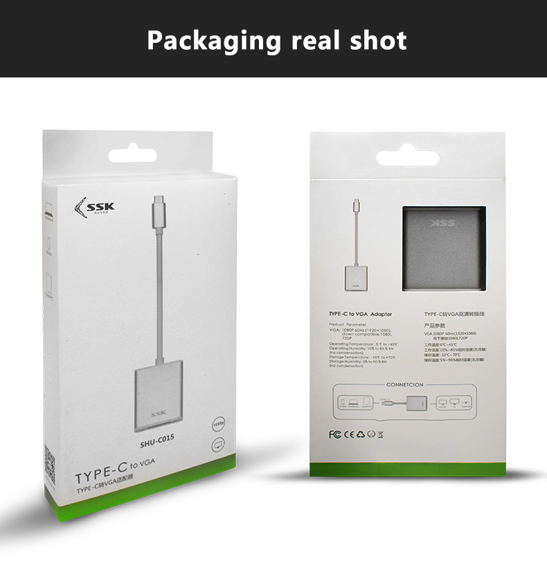Cáp chuyển đổi USB Type-C sang cổng VGA chính hãng SSK SHU-C015