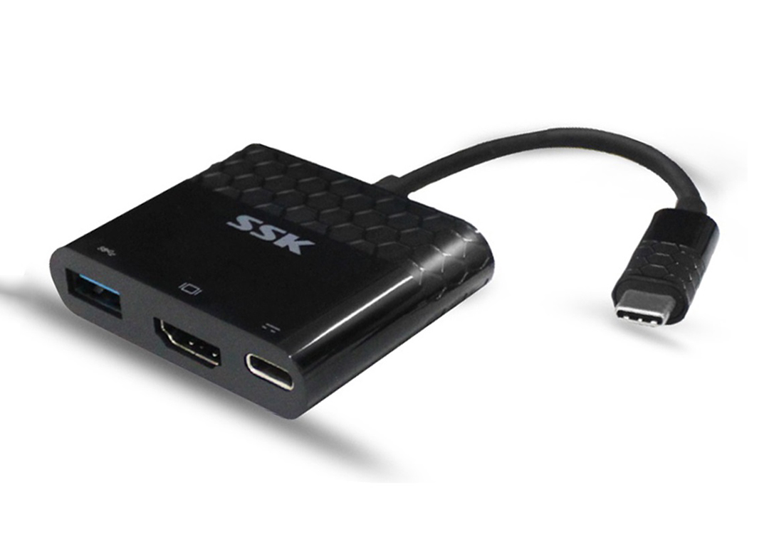 Bộ chuyển đổi USB Type-C ra HDMI/USB 3.0/Multiport charger chính hãng SSK SHU-C020