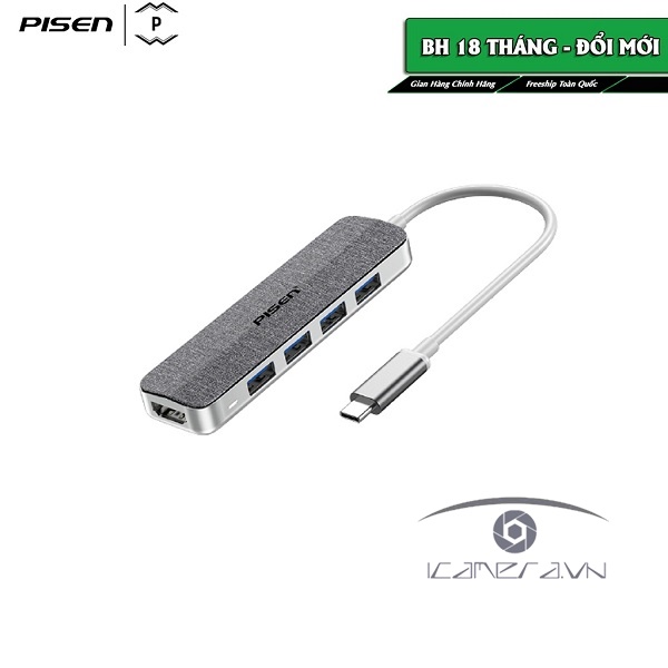 Bộ chia PISEN Type-C 10 trong 1 (HDMI x1, LAN x1, VGA x1, TF x1, SDx1, PDx1, USB3.0x2, USB2.0x2)