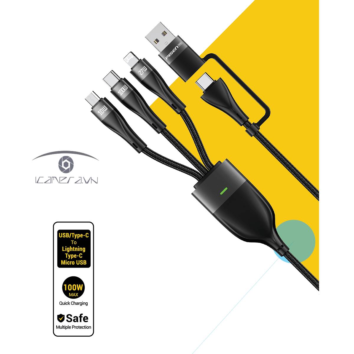 Cáp sạc Pisen Pro Mars 3in1 AP-FC15-1200