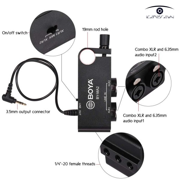 cap chuyen doi 3.5mm sang USB Type-C BOYA BY-M2A gia re ha noi