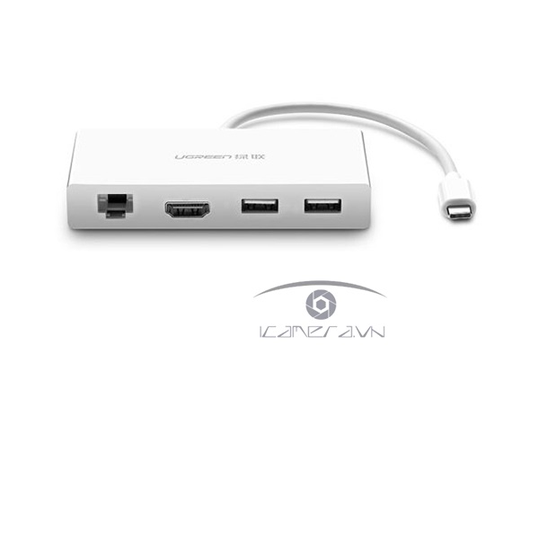 Cáp USB Type C To HDMI 4K, Lan 10/100Mpbs Hub USB 3.0 Ugreen 40377