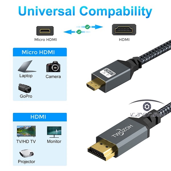 Cáp bện Micro HDMI sang HDMI 2.0 4K 60Hz