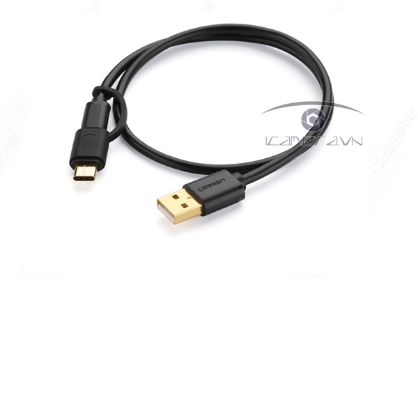 Cáp Micro USB to USB với 1 cổng USB type C dài 1m Ugreen 30171