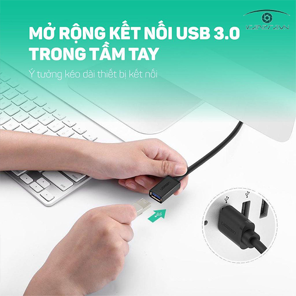 Dây Nối Dài USB 3.0 Dài 3M UGREEN US129