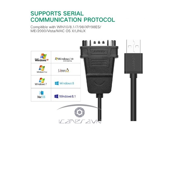 Cáp USB to 2 COM ( RS232 ) chính hãng Ugreen 30769