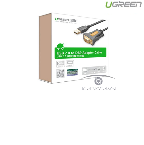 Cáp USB to Com RS232 DB9 chính hãng Ugreen 20211 dài 1.5m